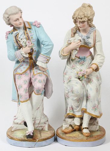 CONTINENTAL BISQUE PORCELAIN FIGURES TWO