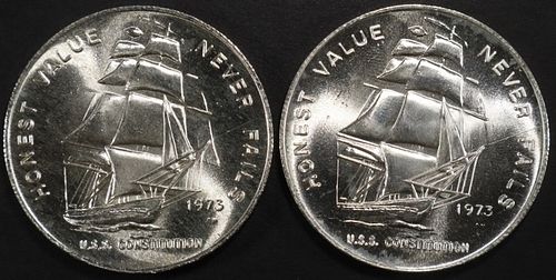 (2) 1 OZ .999 SILVER 1973 USS CONSTITUTION ROUNDS