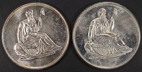 (2) 1 OZ .999 SILVER SEATED LIBERTY DESIGN ROUNDS