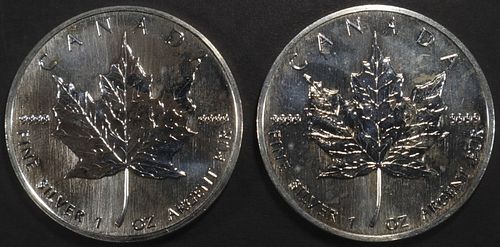 (2) 1 OZ .999 SILVER 1989 CANADIAN MAPLE ROUNDS