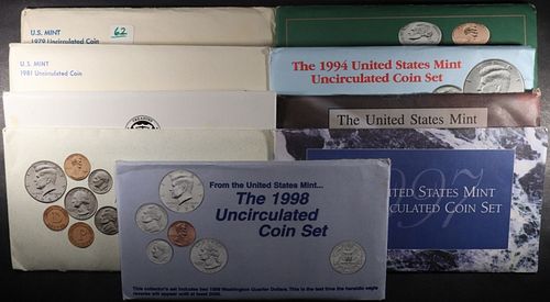 1979,1981,1987,1992-1994,1996-1998 US MINT SETS