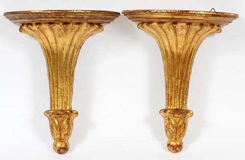 FLORENTINE-STYLE GILT CARVED WOOD WALL MOUNTS