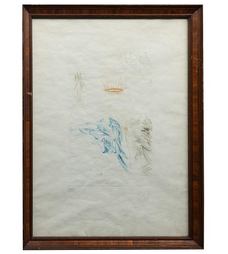 SALVADOR DALÍ, Le testament de Tristan, 1970, Firmado, Grabado al aguafuerte y punta seca, XXXIV / LXXV, 56 x 48 cm papel