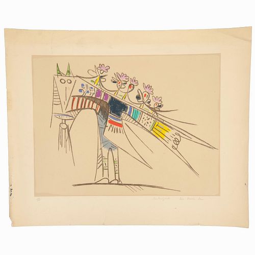 WIFREDO LAM, Pájaro de colores, Firmada por Lou Laurin - Lam, Serigrafía 20 / 110, 47 x 61 cm imagen / 79 x 65 cm papel