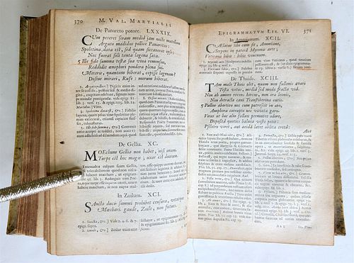ANTIQUE VELLUM BINDING, MARTIALIS EPIGRAMMATA, 1656