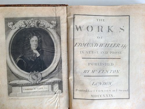 1729 THE WORKS OF EDMUND WALLER IN ENGLISH FOLIO: VERSE & PROSE ANCIENT POETRY