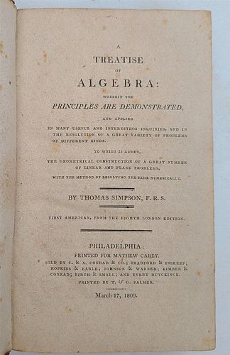THOMAS SIMPSON AMERICANA'S 1809 TREATISE ON ALGEBRA