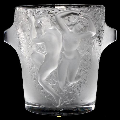LALIQUE 'GANYMEDE' FROSTED GLASS CHAMPAGNE COOLER