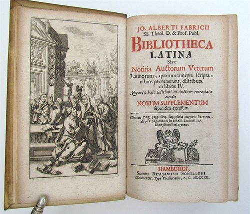 1712 BIBLIOTHECA LATINA, OLD BOOK BY J.A. FABRICIUS CASE-SPECIFIC VELLUM BINDING