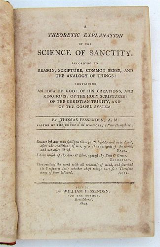 THOMAS FESSENDEN'S 1804 SCIENCE OF SANCTITY, AN ANCIENT AMERICAN WORK