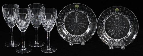 WATERFORD CRYSTAL GOBLETS & PLATES 6PCS.