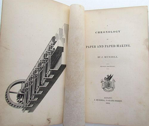 1864 J. MUNSELL'S CHRONOLOGY OF PAPER MAKING ANCIENT, RARE AMERICAN BOOK