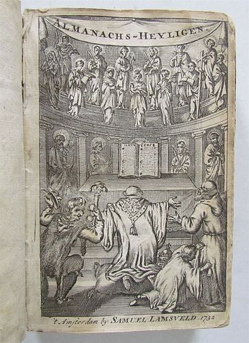 1732 ANTIQUE VELLUM ALMANACHS HEILIGEN ANTIQUE ANTI-PAMPHLET WORK BY MAGYRUS