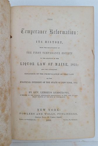 1853 TEMPORARY REFORMATION FOLLOWING THE PASSAGE OF MAINE'S ANTIQUATED LIQUOR LAW