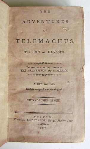 ANCIENT ADVENTURES OF TELEMACHUS, PRINTED IN BOSTON, MASSACHUSETTS, IN 1797