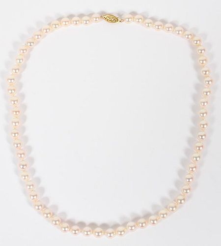 6.9MM NATURAL JAPANESE PEARL AND 14KT GOLD NECKLACE