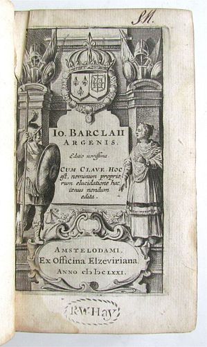 JOHN BARCLAY VALLUM'S 1671 ARGENIS, ANTIQUE SCOTLAND ELZEVIER PRESS