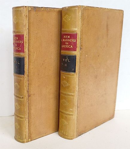MEN AND MANNERS IN AMERICA, 1833 TWO-VOLUME ANTIQUE SET