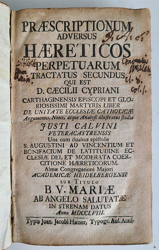 1758 CYPRIAN ANCIENT ANTI-HERETICS TREATISE