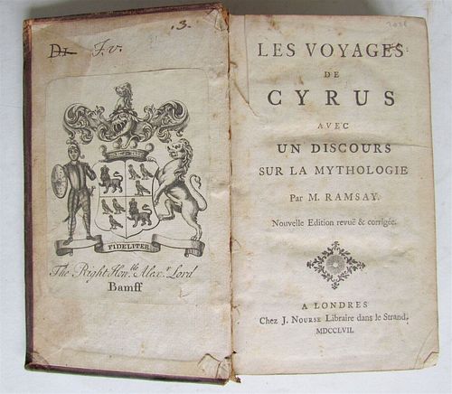 1757 CYRUS'S TRAVELS WITH A DISCUSSION ON ANCIENT MYTHOLOGY IN FRENCH