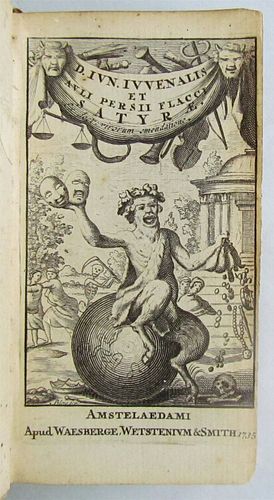 JUVENALIS ET AULI PERSII FLACCI VELLUM BOUND ANTIQUE SATYRAE D. JUN. 1735