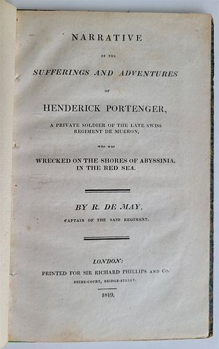 HENDERICK PORTENGER'S 1819 NARRATIVE OF SUFFERINGS & ADVENTURES GENUINE