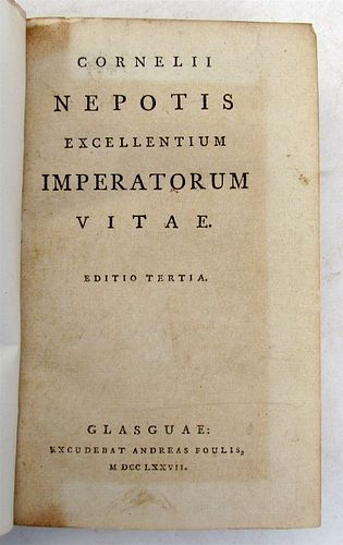 ANTIQUE ROMAN HISTORY, 1777: EXCELLENTUM IMPERATORUM VITAE CORNELIUS NEPOS