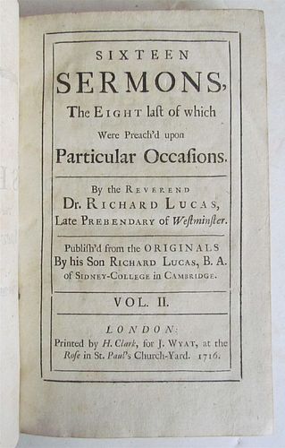 REV. DR. RICHARD LUCAS'S 1716 SIXTEEN SERMONS IN ENGLISH