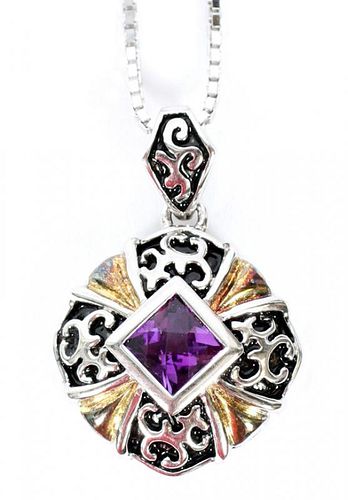 STERLING SILVER AND AMETHYST NECKLACE