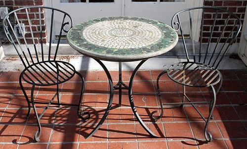 MOSAIC PATIO TABLE AND CHAIRS THREE