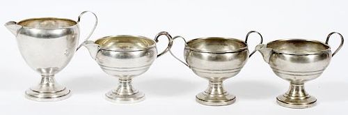 AMERICAN STERLING CREAMERS AND SUGARS FOUR