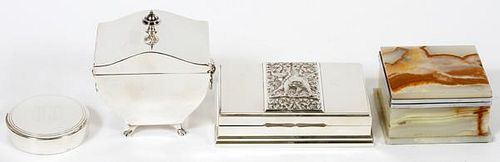 STERLING AND SILVER PLATE BOXES FOUR