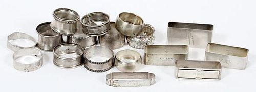 STERLING AND SILVER PLATE NAPKIN RINGS 17 PIECES