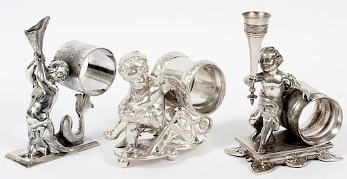 VICTORIAN SILVER PLATE FIGURAL NAPKIN RING HOLDERS