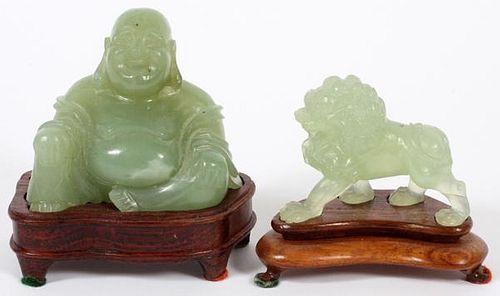 CHINESE CARVED HARDSTONE FIGURES TWO