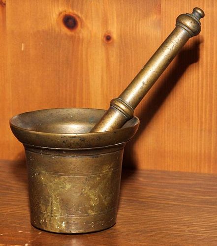 BRASS MORTAR AND PESTLE TWO