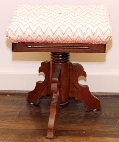 ANTIQUE UPHOLSTERED PIANO BENCH