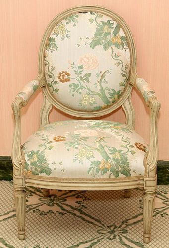 MINTON & SPIDELL LOUIS XVI STYLE UPHOLSTERED CHAIR