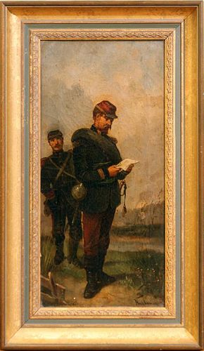 SIGNED NARBONNE OIL ON CANVAS OF FRENCH SOLDIER