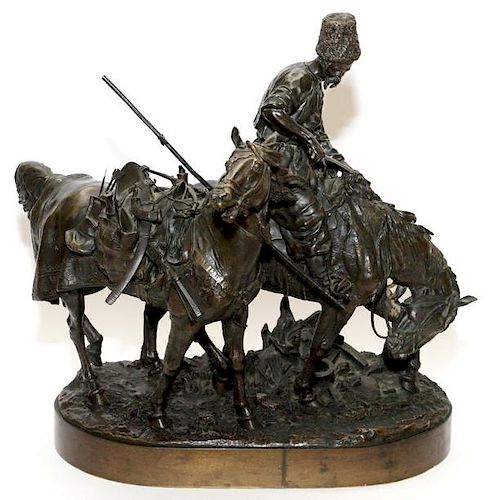 EVGENY A. LANSERE BRONZE SCULPTURE DATED 1874
