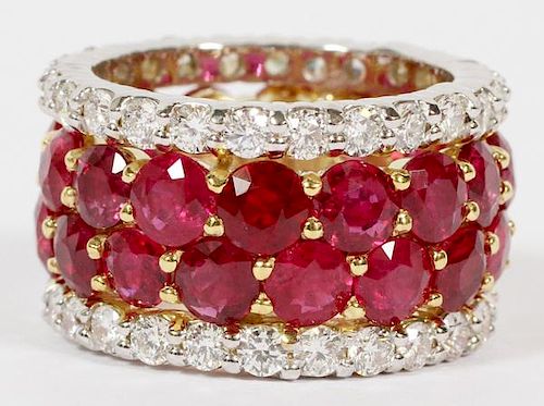 17CT RUBY AND 3.40CT DIAMOND RING