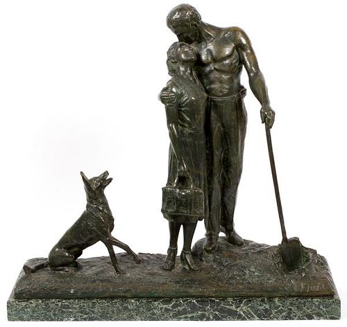 FREDERIC FOCHT BRONZE FIGURAL GROUP