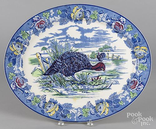Wood's Staffordshire turkey platter, 17'' L., 21 1/4'' W.
