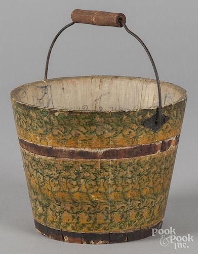 Sponge decorated childs bucket, 19th c., 4 1/2'' h.