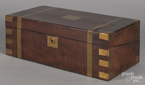 Brass bound mahogany lap desk, 19th c., 7'' l., 19 3/4'' w.