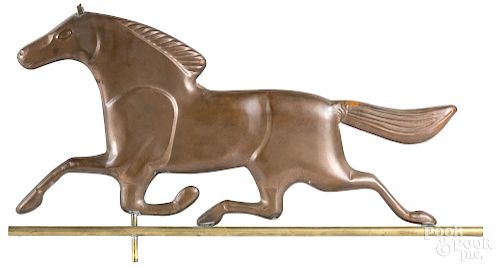 Copper horse weathervane, 20th c., 16'' h., 29'' w.