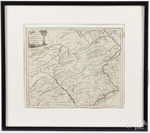 Early engraved map of The Province of Pennsylvania, 10 3/4'' x 13''.