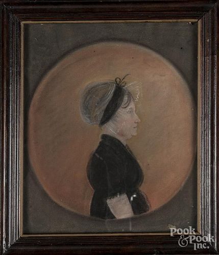 Pastel portrait of a woman, 19th c., 11 1/2'' x 9 1/2''.