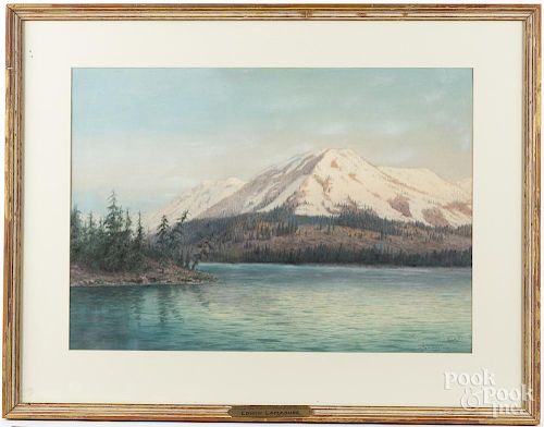 Edwin Lamasure Jr. (American 1867-1916), watercolor titled Where the Sierras Stand on Guard, signe