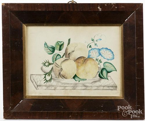 Pennsylvania watercolor theorem, 19th c., with fruit, 8 1/2'' x 11 1/2''.